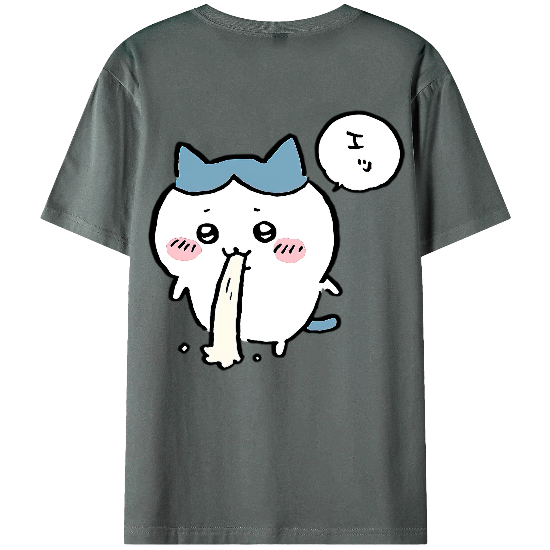（画像用） ちいかわ ハチワレ Chii-kawa hachiware 綿100％ メンズ半袖Tシャツ（バックプリント） 通気性